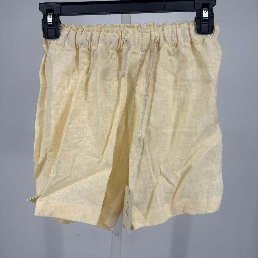 Alex Crane Bo Shorts Mens XL Yellow Drawstring 100% Linen Summer Lounge